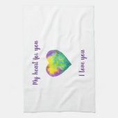 Minimalistisch ik hou van je regenbooghart waterve theedoek (Verticaal)