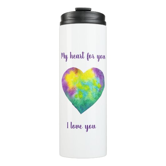 Minimalistisch ik hou van je regenbooghart waterve thermosbeker (Voorkant)