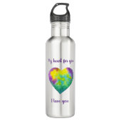 Minimalistisch ik hou van je regenbooghart waterve waterfles  (Voorkant)