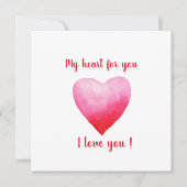 Minimalistisch Ik hou van je rode waterverf hart (Voorkant)