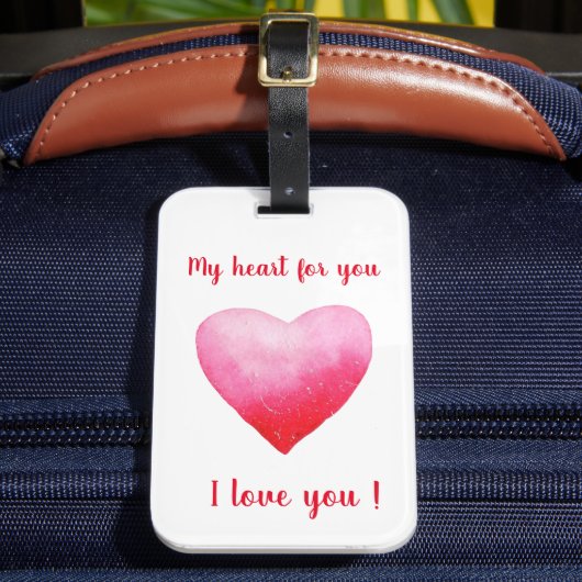 Minimalistisch Ik hou van je rode waterverf hart Bagagelabel (Voorkant Insitu 2)