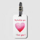 Minimalistisch Ik hou van je rode waterverf hart Bagagelabel (Voorkant (verticaal))