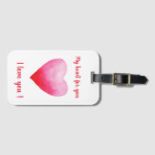 Minimalistisch Ik hou van je rode waterverf hart Bagagelabel (Voorkant (horizontaal))