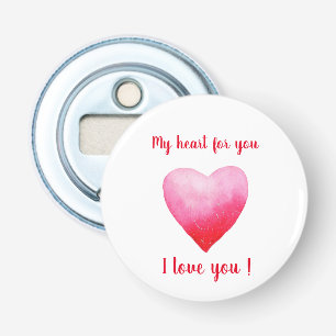 Minimalistisch Ik hou van je rode waterverf hart Button Flesopener