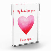 Minimalistisch Ik hou van je rode waterverf hart Fotoblokken (Links)