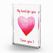 Minimalistisch Ik hou van je rode waterverf hart Fotoblokken (Rechts)