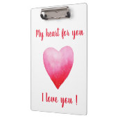 Minimalistisch Ik hou van je rode waterverf hart Klembord (Links)