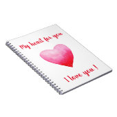 Minimalistisch Ik hou van je rode waterverf hart Notitieboek (Rechterzijde)