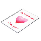 Minimalistisch Ik hou van je rode waterverf hart Notitieboek (Linkerzijde)