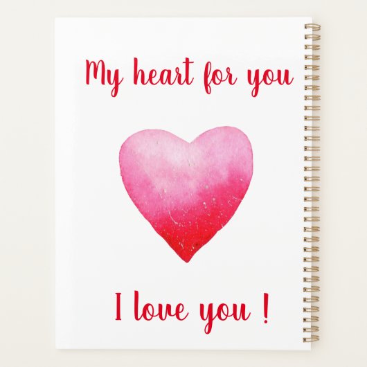 Minimalistisch Ik hou van je rode waterverf hart Planner (Achterkant)