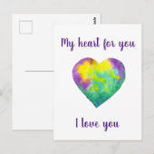 Minimalistisch ik hou van jou regenboog waterverf briefkaart (Voorkant / Achterkant)