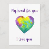 Minimalistisch ik hou van jou regenboog waterverf briefkaart (Voorkant)