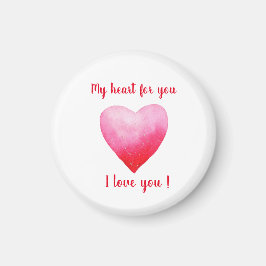 Minimalistisch ik hou van jou rode waterverf hart  magneet