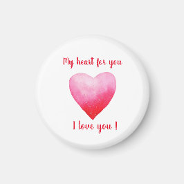 Minimalistisch ik hou van jou rood waterverf hart  magneet