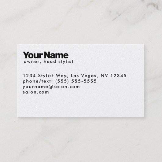 Minimalistisch 'IK ZAL JE SNIJDEN' Haarstylist Visitekaartje (Achterkant)