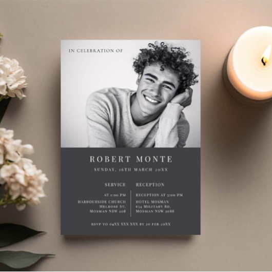 Minimalistisch in de viering van begrafenisfoto kaart