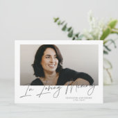 Minimalistisch in liefdevol geheugen Memorial foto Kaart (Staand voorkant)