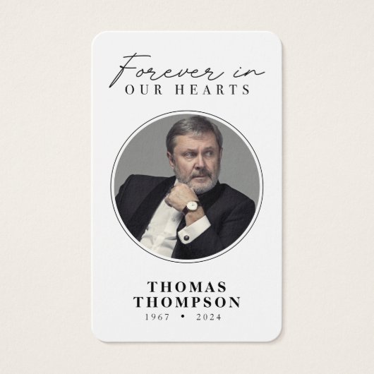 Minimalistisch in liefdevolle Geheugen Gebed Fotok Visitekaartje (Voorkant)