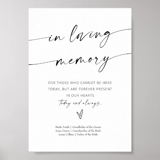 Minimalistisch in liefdevolle herinnering trouwtek poster (Voorkant)