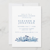 Minimalistisch indigo Blue Botanical Rehearsal Din Kaart (Voorkant)