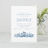 Minimalistisch indigo Blue Botanical Rehearsal Din Kaart (Staand voorkant)