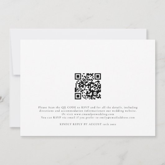 Minimalistisch informeel script QR code bruiloft Kaart (Achterkant)