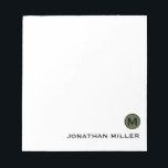 Minimalistisch Initiaal en naam van olijven Notitieblok<br><div class="desc">Dit elegante,  eenvoudige notitieblok kenmerkt klassieke bloktypografie uw initiaal en naam of douanetekst van uw keus.</div>