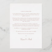 Minimalistisch Initiaal Fancy Roos Gold Photo Wedd Folie Uitnodiging (Achterkant)
