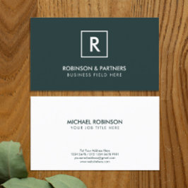 Minimalistisch Initiaal in vierkant Lijst in donke Visitekaartje