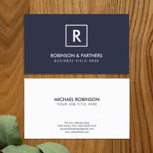 Minimalistisch Initiaal in vierkant Lijst in donke Visitekaartje