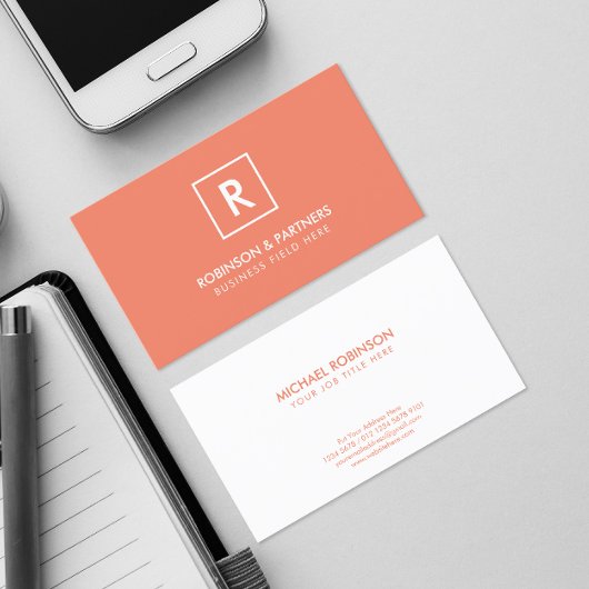 Minimalistisch Initiaal in vierkant Lijst in Kleur Visitekaartje