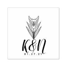 Minimalistisch Initiaal Logo Trouwen met Bloemmoti