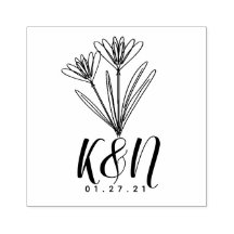 Minimalistisch Initiaal Logo Trouwen met Bloemmoti