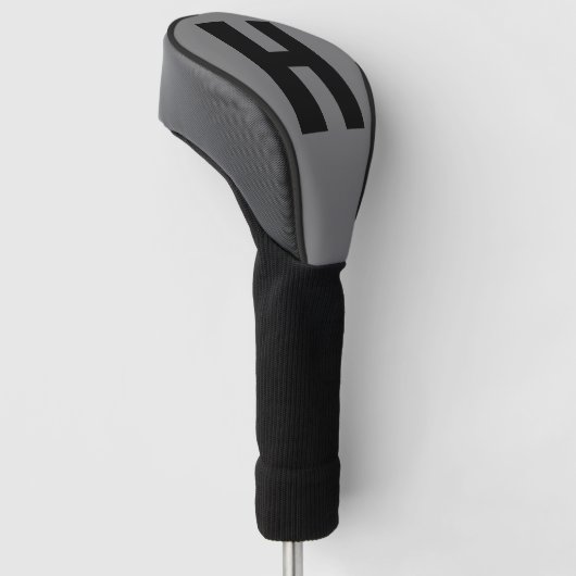 Minimalistisch Initiaal met overmaat, grijs en zwa Golfheadcover (Schuin)