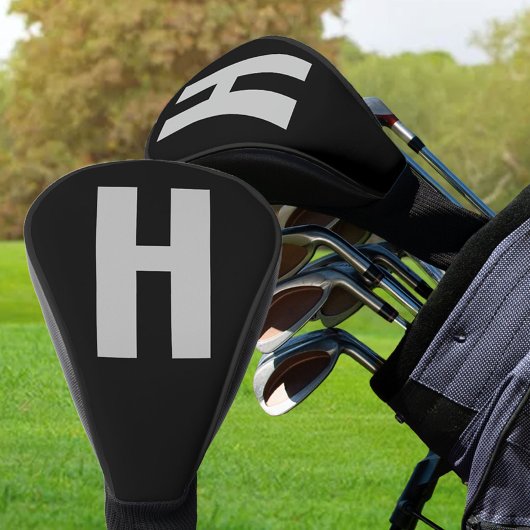 Minimalistisch Initiaal met overmaat - zwart en gr Golfheadcover