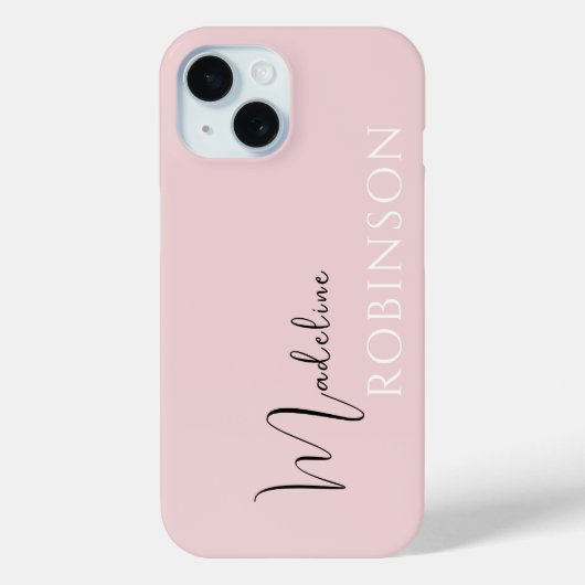 Minimalistisch Initiaal Modern Monogram Blush Pink Case-Mate iPhone Case (Achterkant)