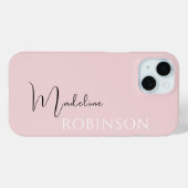 Minimalistisch Initiaal Modern Monogram Blush Pink Case-Mate iPhone Case (Achterkant (horizontaal))