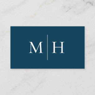 Minimalistisch Initiaal Monogram blauw Visitekaartje