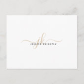 Minimalistisch Initiaal voor modern monogram Gold  Briefkaart (Voorkant)