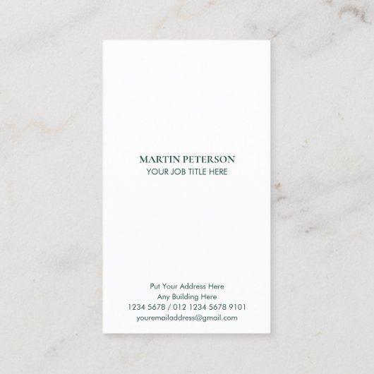 Minimalistisch Initiaal | Wit Lijst op donkergroen Visitekaartje (Achterkant)