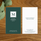 Minimalistisch Initiaal | Wit Lijst op donkergroen Visitekaartje