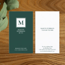 Minimalistisch Initiaal | Wit Lijst op donkergroen Visitekaartje