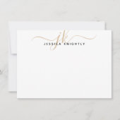 Minimalistisch Initialen voor modern Gold Script-m Notitiekaartje (Voorkant)