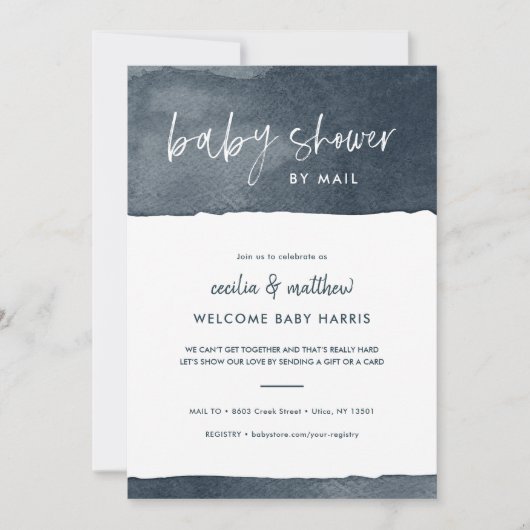 Minimalistisch Ink Wash Baby shower per Mail Kaart (Voorkant)