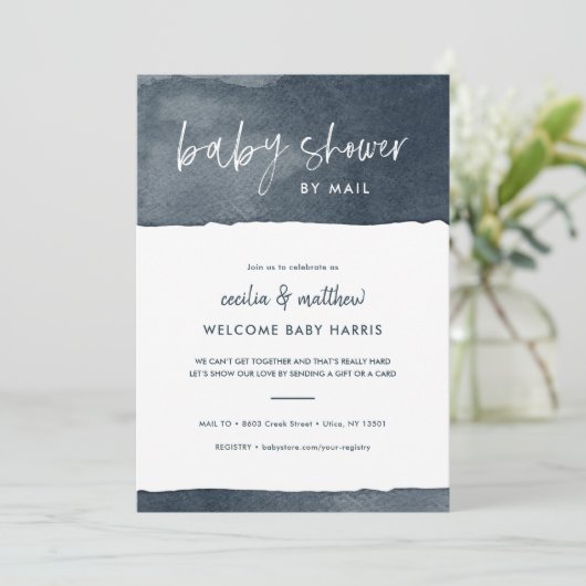 Minimalistisch Ink Wash Baby shower per Mail Kaart (Staand voorkant)