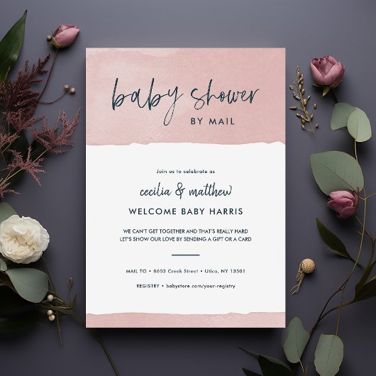 Minimalistisch Ink Wash Baby shower per Mail Kaart
