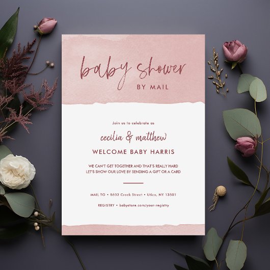 Minimalistisch Ink Wash Baby shower per Mail Kaart