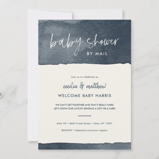 Minimalistisch Ink Wash Baby shower per Mail Kaart (Voorkant)