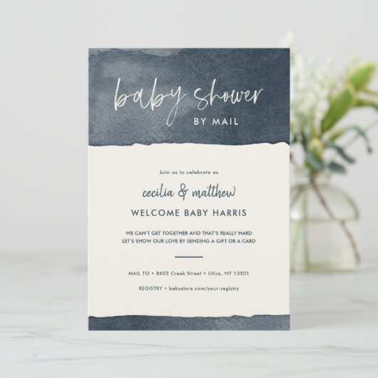 Minimalistisch Ink Wash Baby shower per Mail Kaart (Staand voorkant)