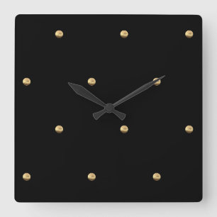 Minimalistisch inktpatroon voor zwarte en goudpokk vierkante klok